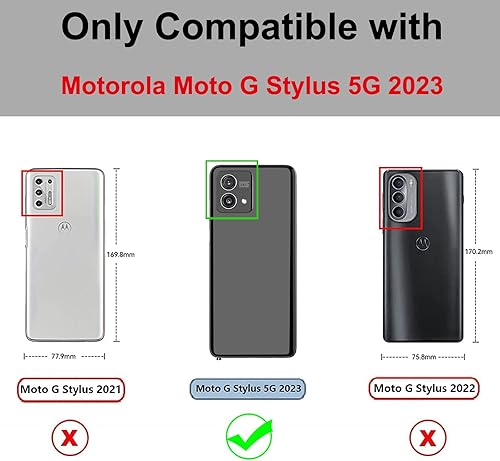 Miniatura 8 de Funda protectora para Moto G Stylus 4G 2023, de piel sintética, con correa para la muñeca, ranuras para tarjetas, bolsillo en relieve, diseño de