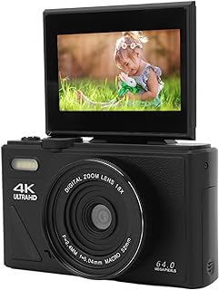 Jiawu Digital Camera, 64MP UHD 4K 18X Zoom Autofocus WiFi Vlogging Camera, Flip Screen with 3 Inch Flip Screen for Beginners, Teens and Travel (Black)