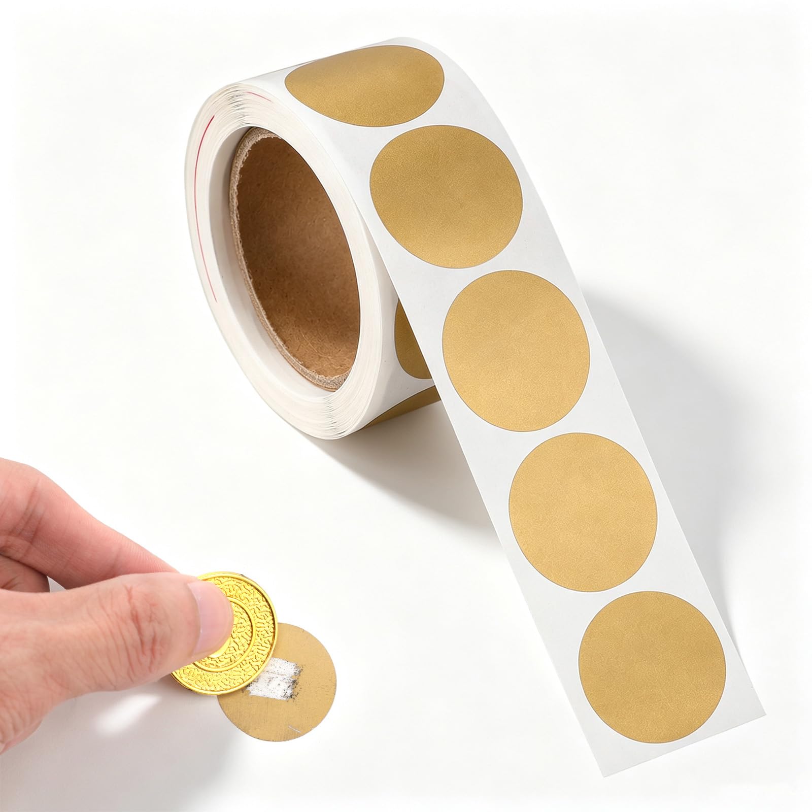 300PCS Gold Round Scratch Off Stickers Roll, 1" Round Raffle Labels