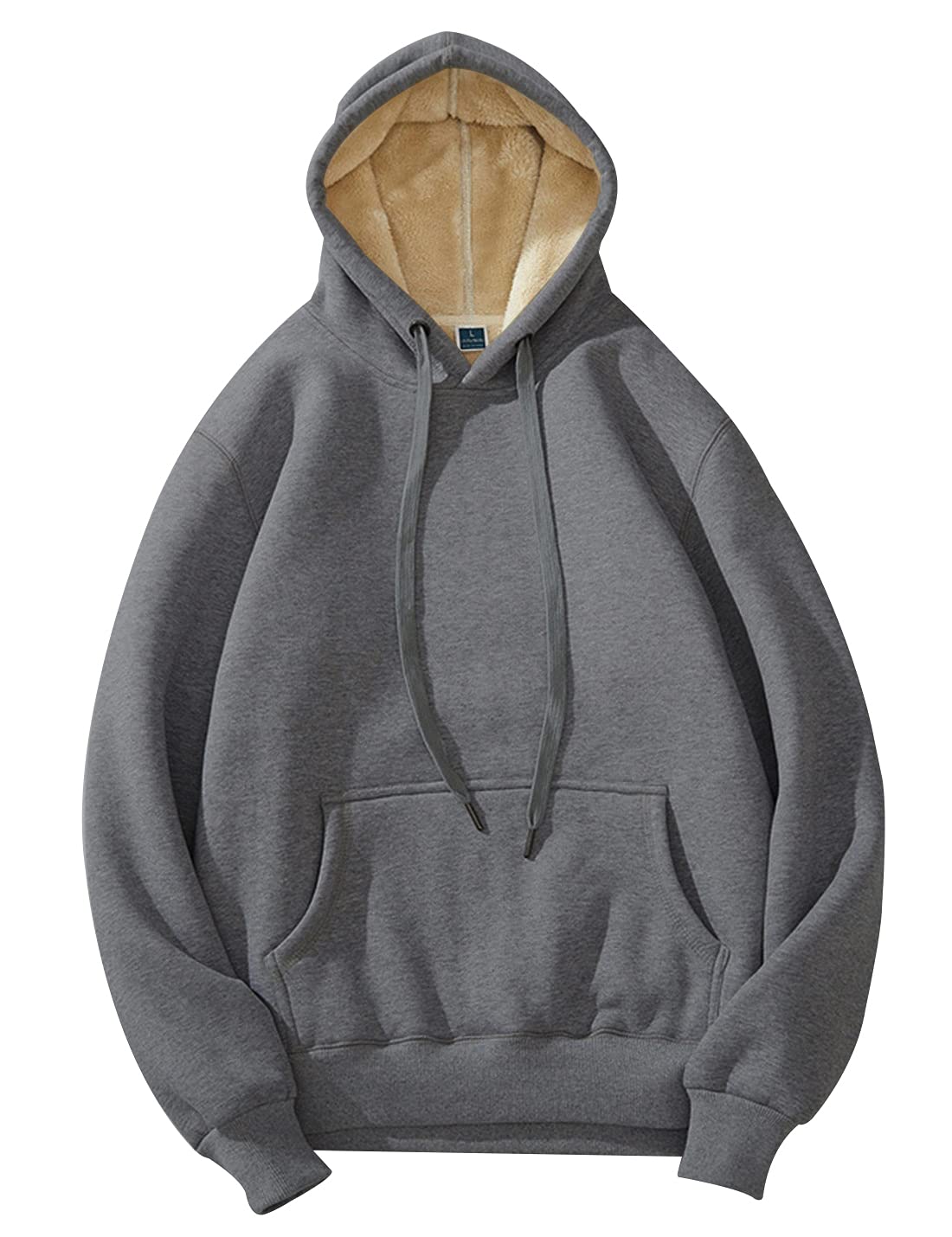 GihuoMen's Warm Crewneck Sherpa Lined Fleece Sweatshirt Pullover Tops