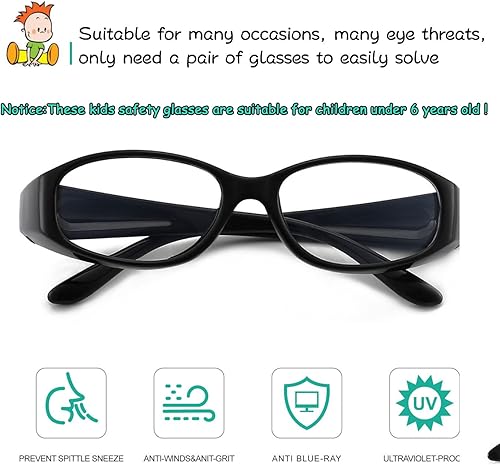 Miniatura 2 de Dollger Gafas de seguridad antivaho con bloqueo de luz azul, lentes de protección UV400 para niños de 0 a 6 años, gafas de seguridad anti polen