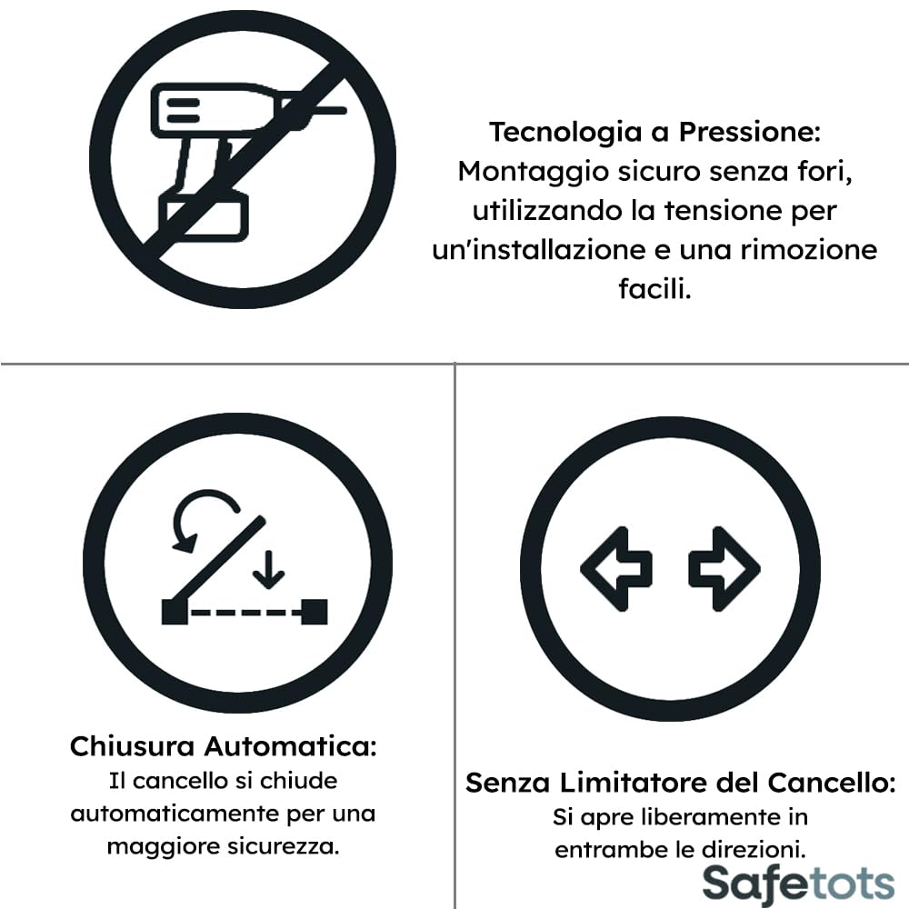 Safetots Cancelletto di Sicurezza con Parte Superiore Incurvata, 71cm - 80cm, Bianco Opaco, Montaggio a Pressione, Cancelletto per Bambini per Porte, Corridoi e Spazi Stretti, Barriera di Sicurezza - 5