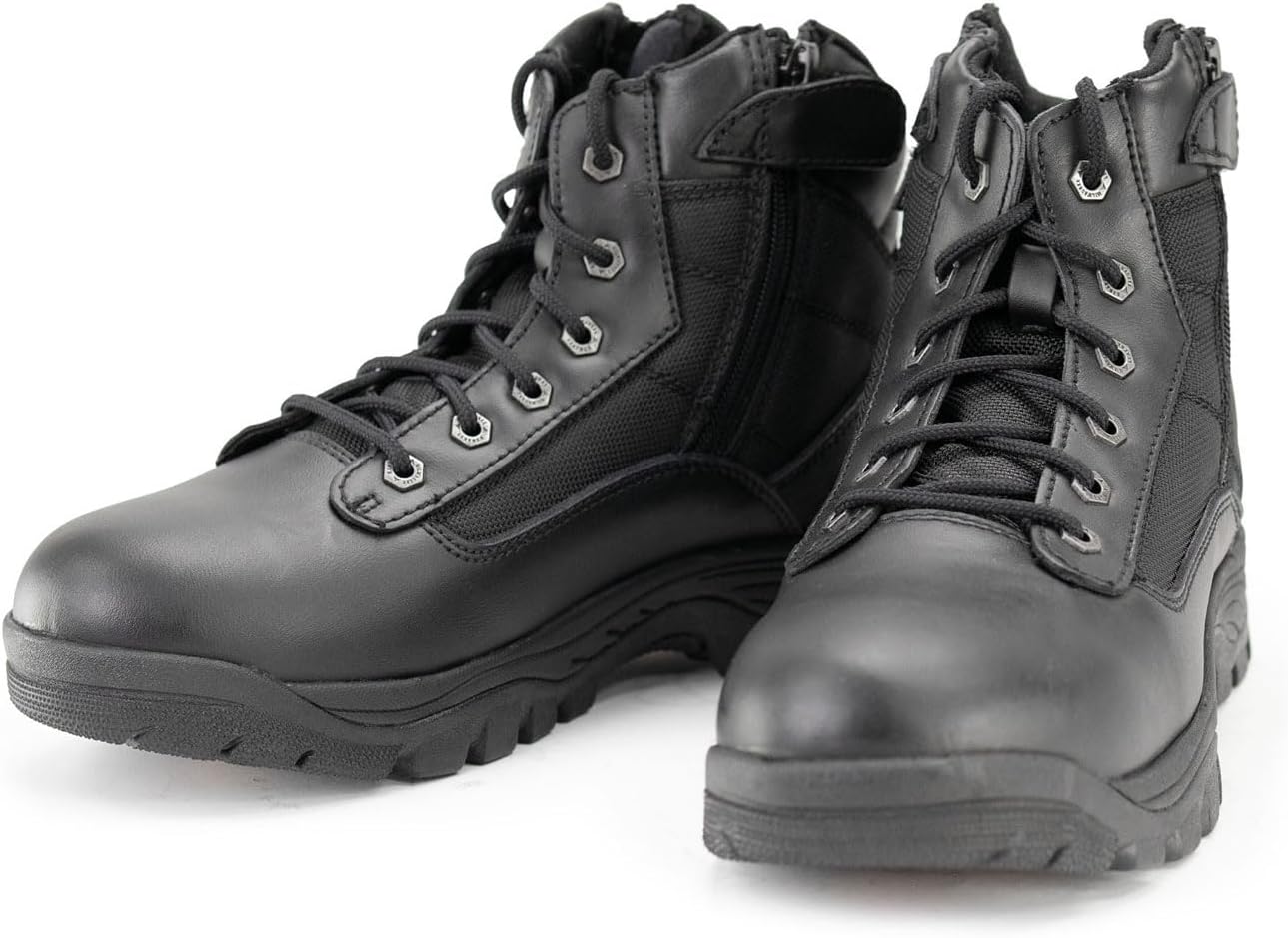 Milwaukee Leather Men's 6-inch Black Leather Swat Style-Tactical Lace-Up Biker Boots w/Side Zippers MBM9011-7.5