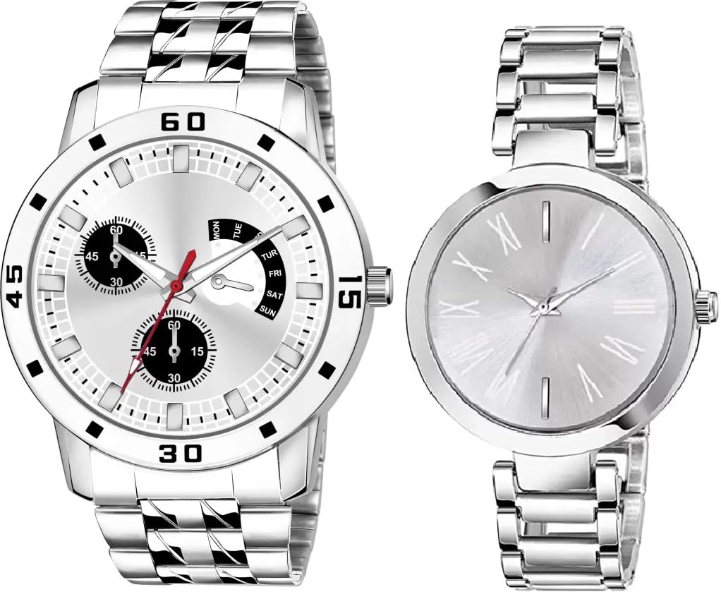 SELLORIAPremium Brand a Trending Style Looking Unisex Analog Return Bast Gift for Couple for Men Stainless Steel Watches for Couple Pack of 2 for Couples Watches