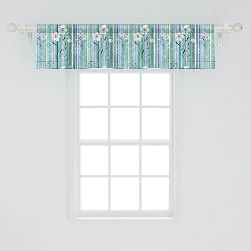 Miniatura 57 de Lunarable Cenefa de ventana abstracta contemporánea, líneas irregulares monocromáticas y nodos patrón curvilíneo, cenefa de cortina para decoración