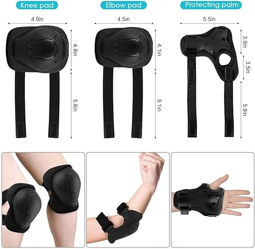 Miniatura 9 de Casco ajustable para niños de 5 a 16 años, equipo de protección con coderas, rodilleras y muñequeras para multideporte, patinaje, bicicleta,