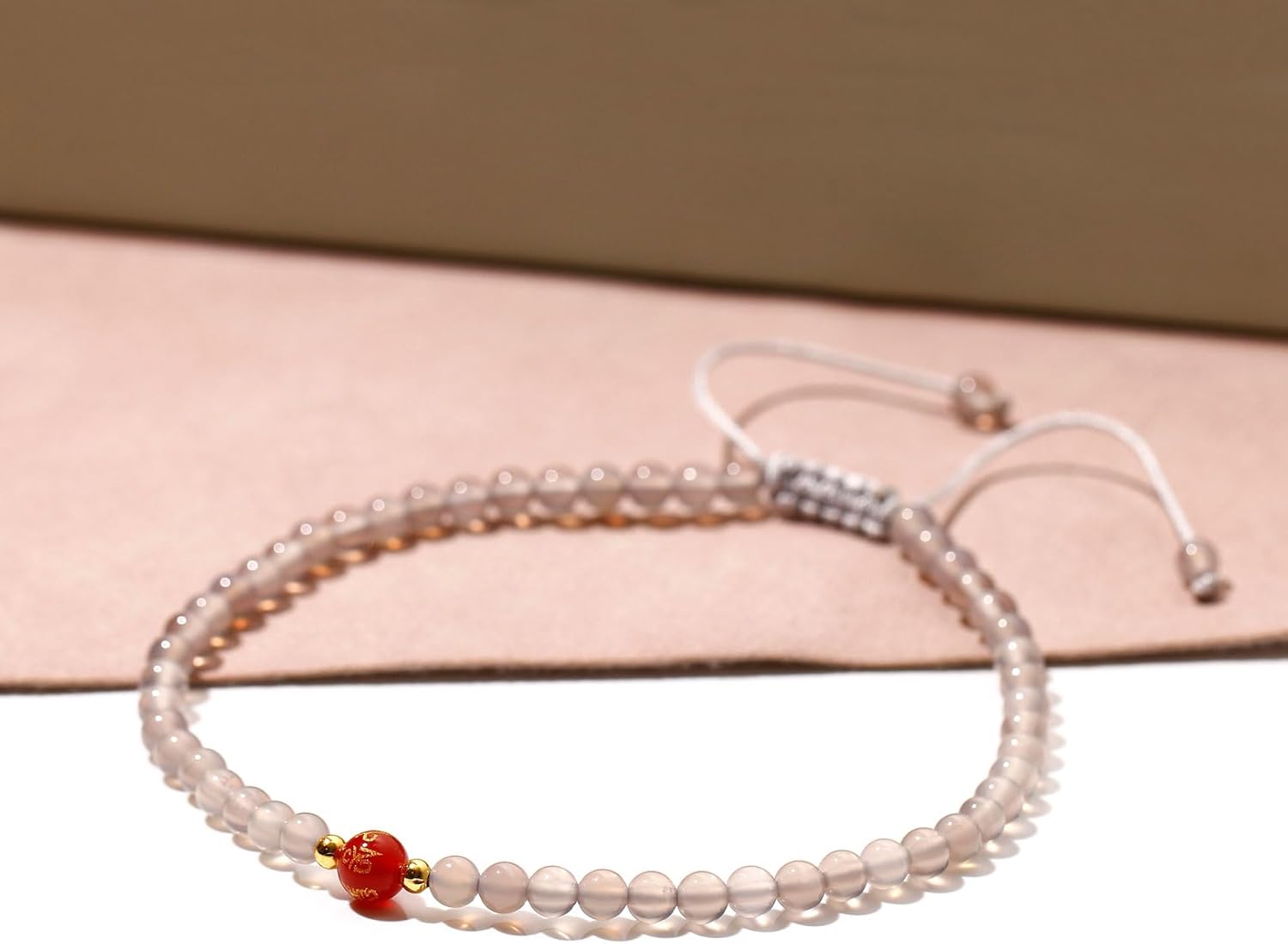 Feng Shui Red Agate Ankle Bracelets for Women Wealth Grey Agate Beaded Anklet Good Luck Balance Handmade Beach Foot Jewelry (8.5-10 Inches) - Image 3