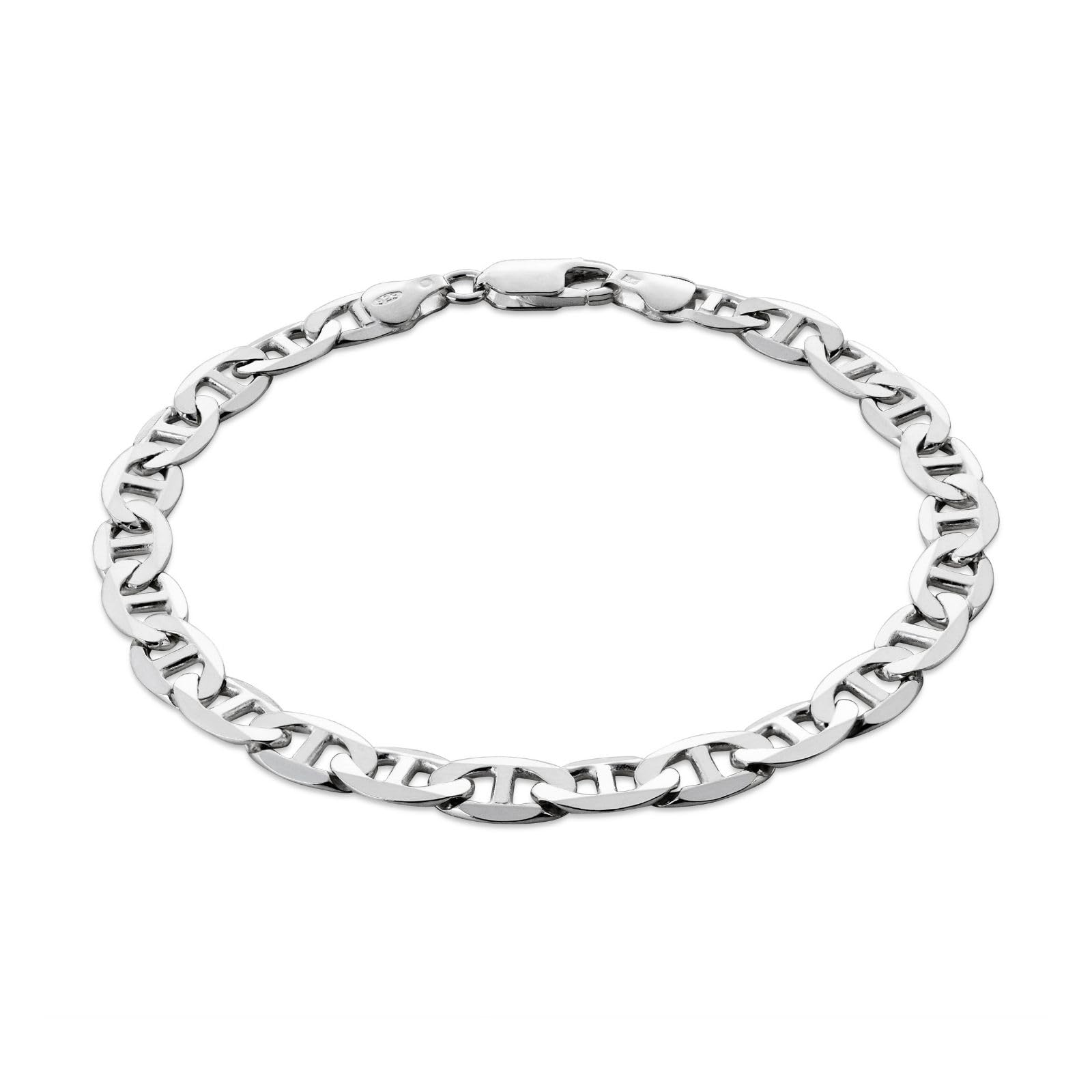 STERLL Pulsera Masculina De Plata Maciza 925 Con Cierre De Mosquetón 23 Cm De Longitud