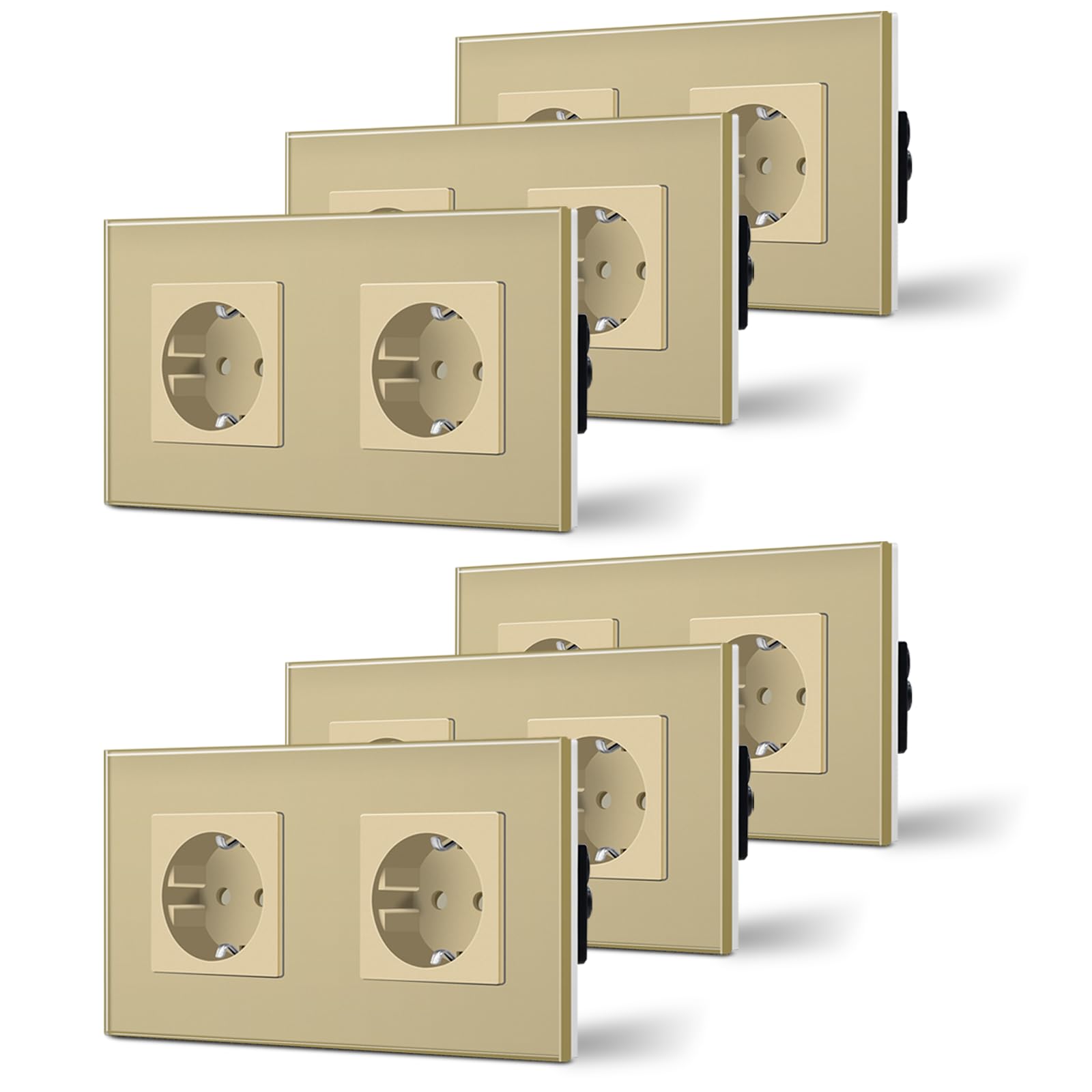 BSEED Enchufe de Pared con USB C,Enchufes Dobles Empotrados con Cristal,Toma de Corriente,Seguridad infantil,Fácil de Instalar,M Serie,2 Enchufes con USB y Tipo C,157mm Blanco — view 88