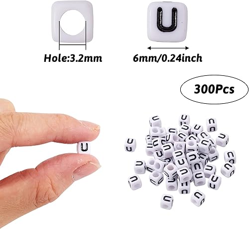 Vista 117 de FASHEWELRY 300 cuentas de letras acrílicas blancas de 0.236 x 0.236 pulgadas (0.236 x 0.236 in), cuentas del alfabeto para hacer pulseras