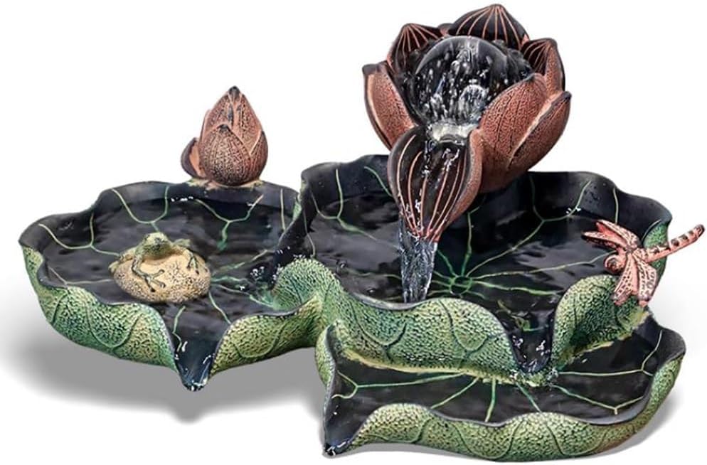 Tabletop Fountain Lotus Desktop Fountain Oriental Zen Serenity Meditation Circulating Water Ornaments Decoration Home Fountain