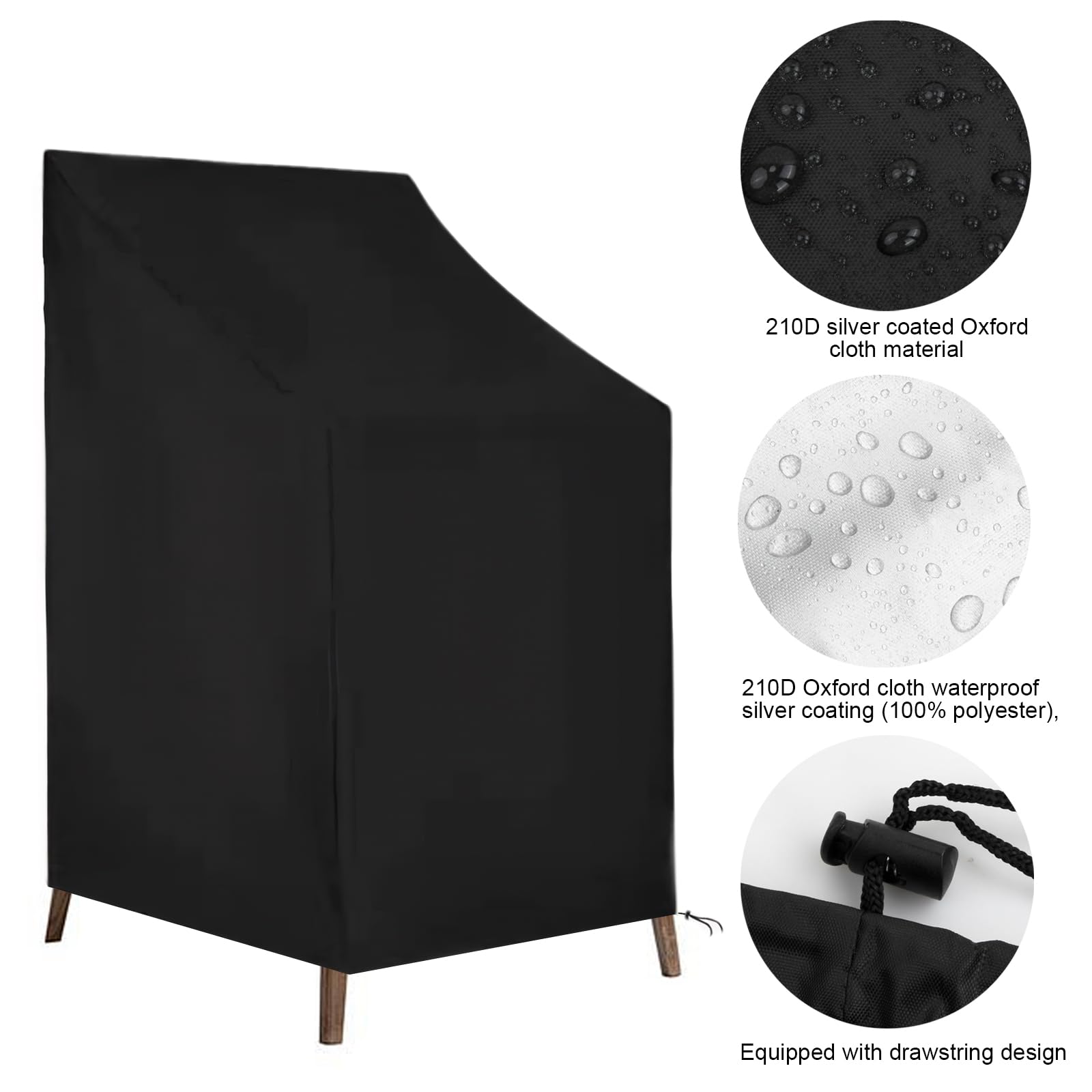 Housse De Protection Pour Chaises De Jardin - Lot De 2 - Imperméable, Anti-UV - Pour Chaises Empilables (Gris)