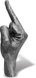 Blowind Silver Polyresin Hand Gesture Desk Statues Finger Sculpture Decor - Silver Personality Finger Practical Joke Halloween Prank Gifts (FGZZ)