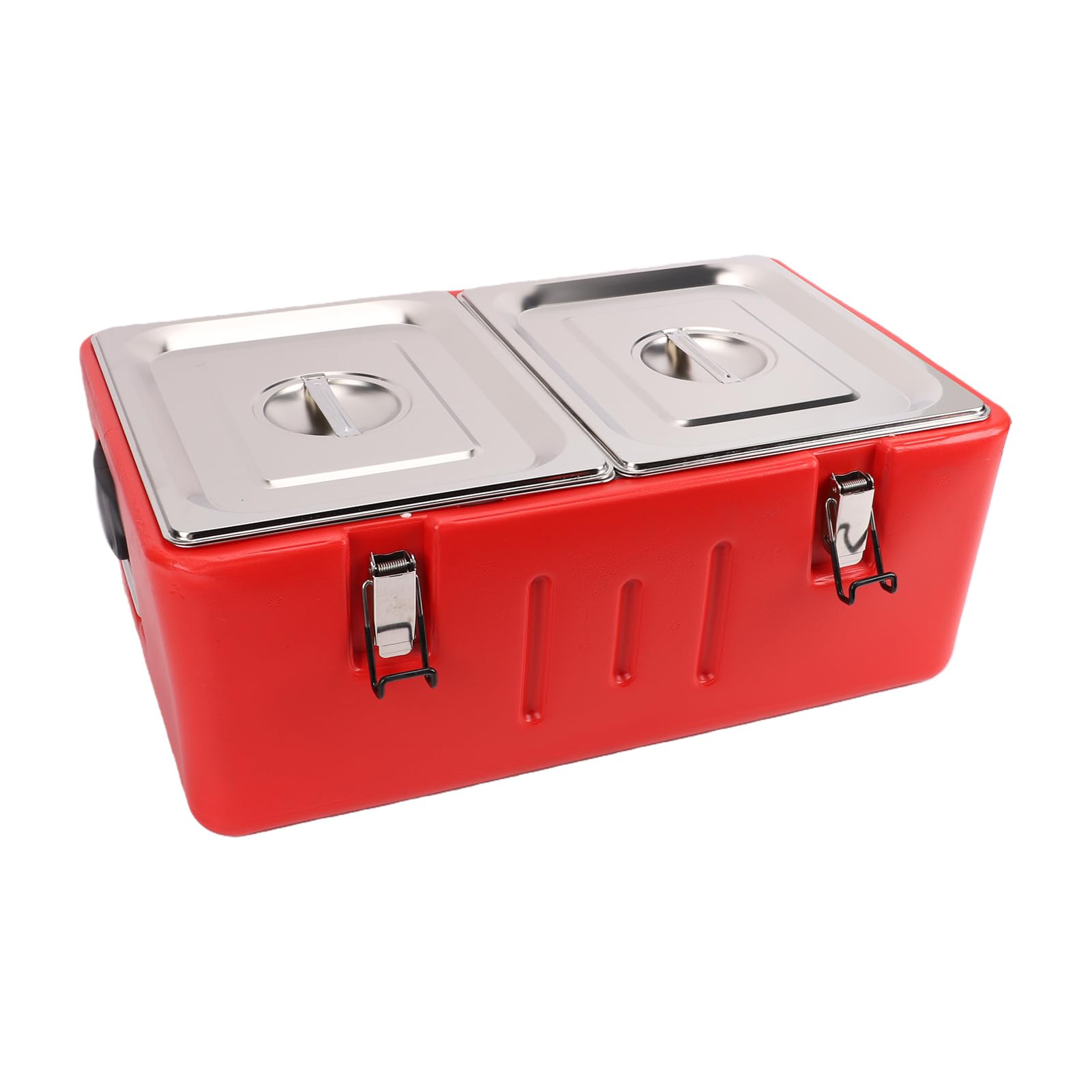 Portador de Bandejas de Alimentos Aislado con 2 Bandejas de Acero Inoxidable, Contenedor de Alimentos Aislado Comercial, Servidor de Buffet de Comida Caliente Fría Aislada