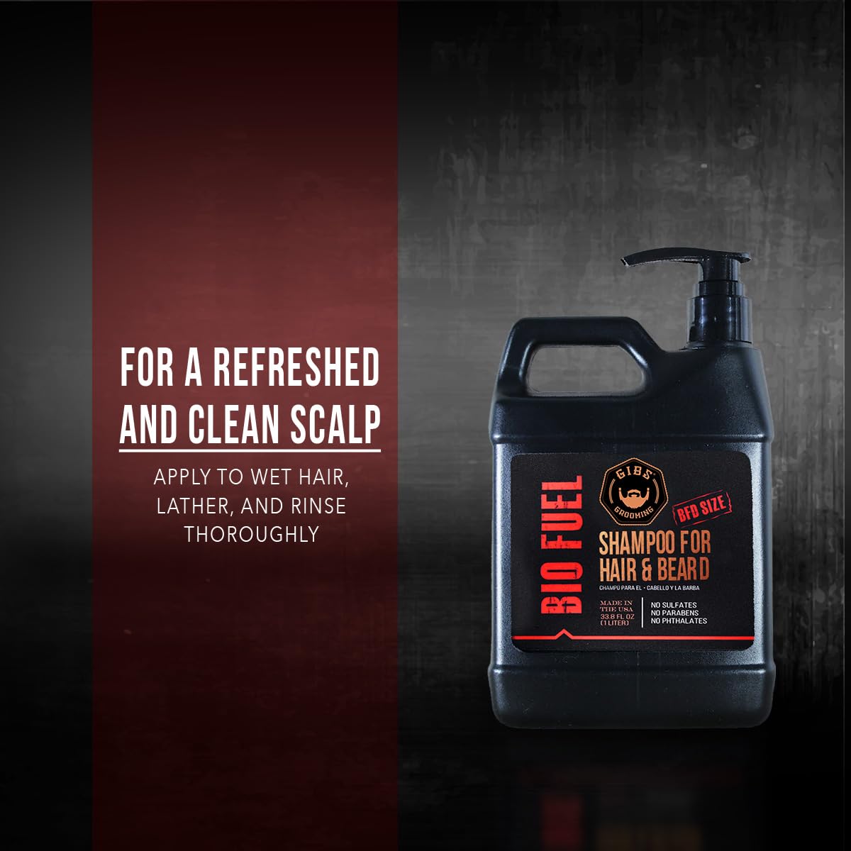 GIBS Bio Fuel Shampoo for Hair & Beard, Moisturizing & Nourishing, 1 Liter - Image 4