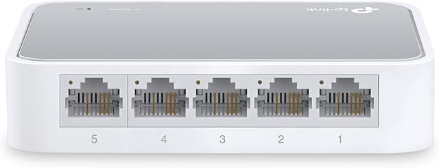 TP-Link TL-SF1005D 5-Port 10/100 Mbps Desktop Ethernet Switch/Hub, Ethernet Splitter, Plug & Play, no configuration required
