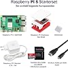 Raspberry Pi 5 4 GB Starter Kit USB-C 27 W Power Supply Case with Fan 64 GB SD Card 4K Micro HDMI Cable Red White