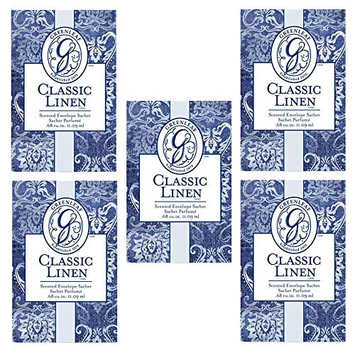 5x Greenleaf - CLASSIC LINEN - Sacchetto Profumato per Cassetti - Pacchetto da 5 sacchetti 9 x 6 cm - Fragranze e profumi per la casa + in OMAGGIO 2 Tisane Funzionali Viropa
