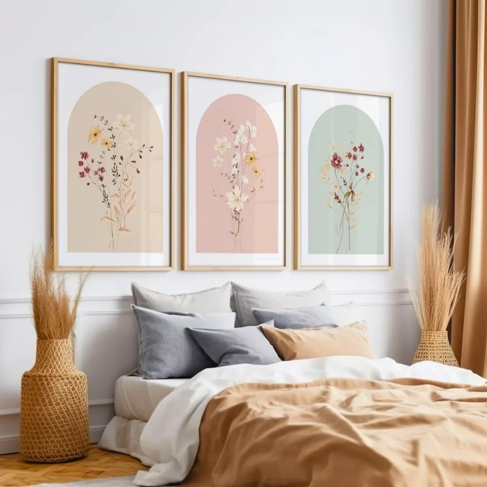 WBYZAC Art Prints-Abstract Watercolor Flower Prints wildflower simple Art Modern Bohemian Bouquet Canvas Painting Living Room Home Decoration-50 * 70cm*3PCS (No Frame)