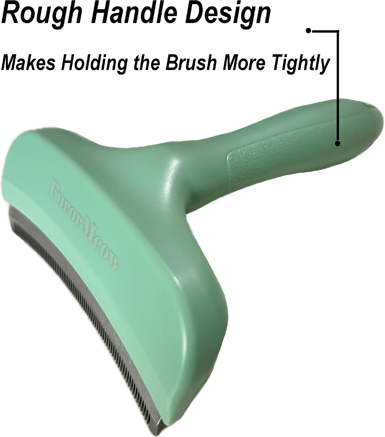 Pet Deshedding Tool with Curve Blade, Cat Grooming Brush, Tight V-shaped Teeth Shedding Comb for Cats and Dogs (Green, Large) image 5