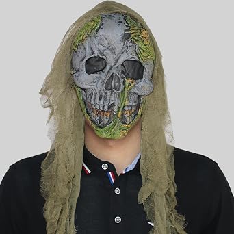Scary Walking Monster Mask Halloween Green Ghost Skull Mask Horror Zombie Full Face Mask for Cosplay Costume