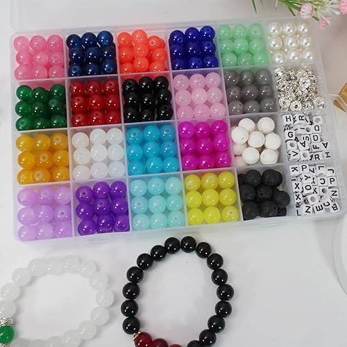 Miniatura 24 de Pamir Tong 1500 cuentas redondas de vidrio de 0.236 pulgadas a granel, cuentas de jade imitativo, cuentas sueltas para hacer joyas, aretes, collares
