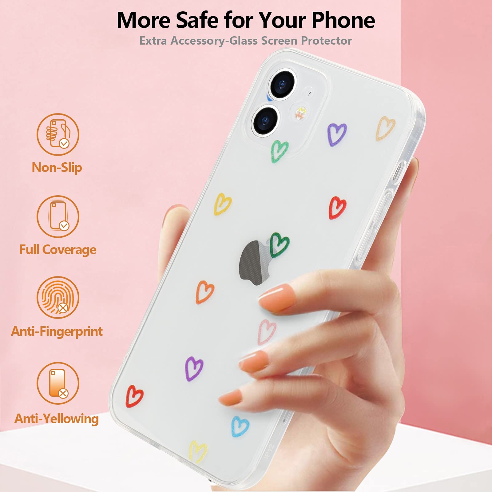 Cute Love Heart custodia morbida in Silicone per iPhone 11