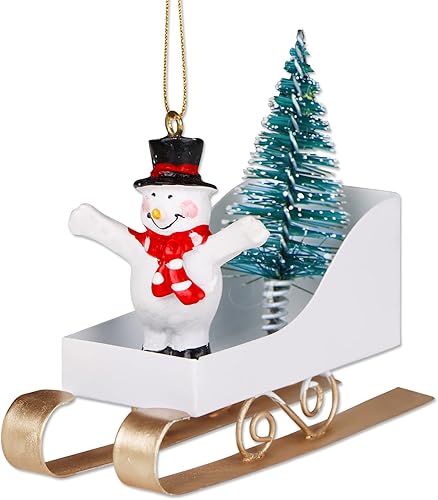 Miniatura 1 de WhatSign Adornos de trineo de Navidad para árbol de Navidad, árbol de Navidad de metal, muñeco de nieve en trineo, adorno de muñeco de nieve,