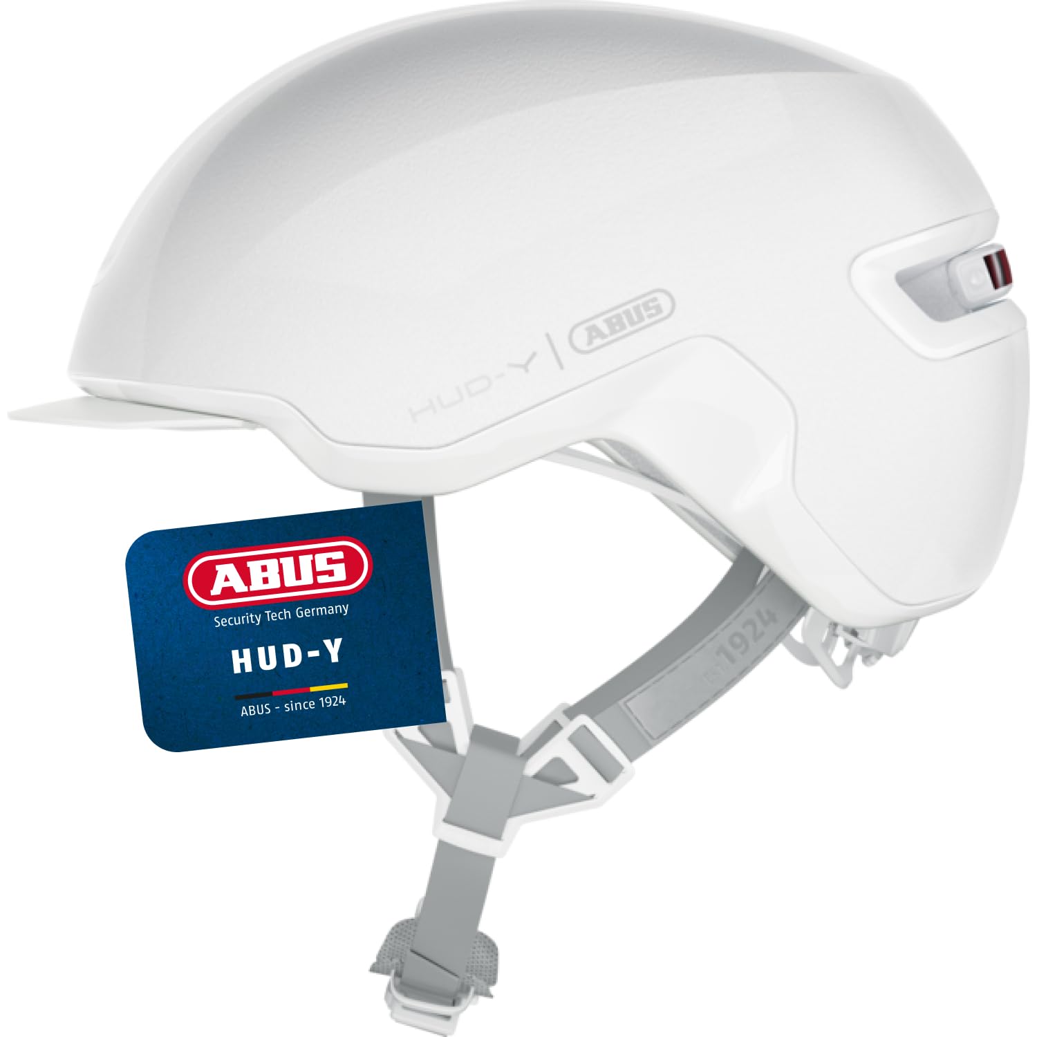 ABUS Casco de Bicicleta HUD-Y con Luz Trasera, Puristic, L | Casco urbano con cierre magnético y luz trasera recargable, para ocio y ciclismo urbano, mujer y hombre