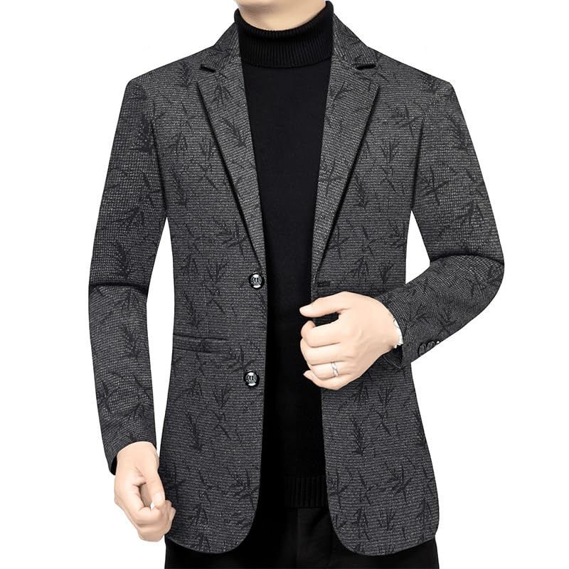 Suit Jacket Mens Gray Print Casual Stretch Blazers Regular Fit Sport Coat Two Button Suit Jackets for Prom Homecoming
