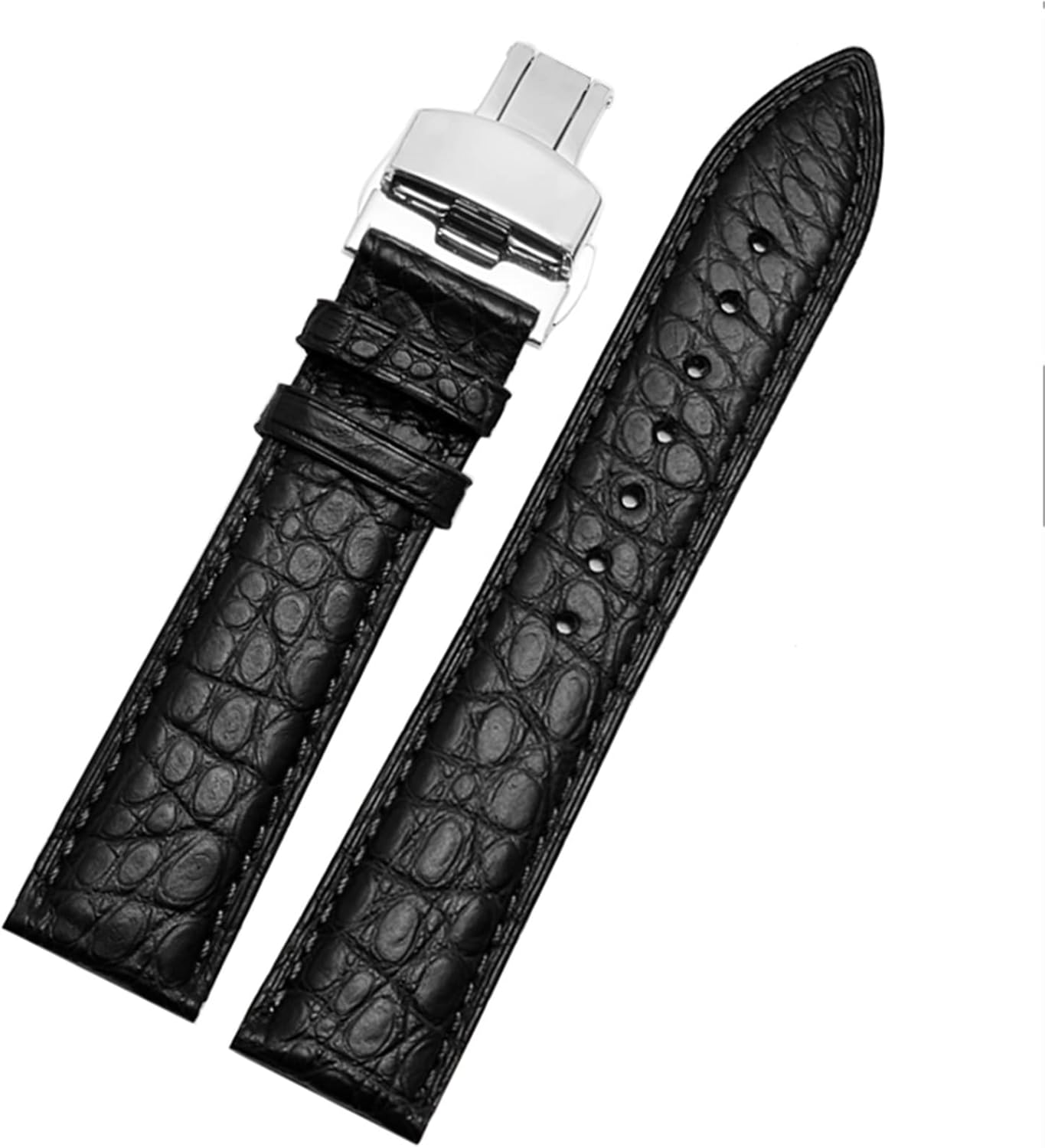 ZUC Crocodile leather watchband for any brand wristband 16 17 18 19mm straps with folding clasp