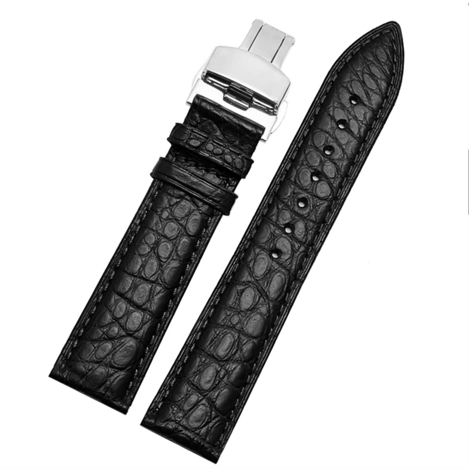 Correa de reloj de piel de cocodrilo para cualquier marca de 12, 13, 14, 15, 16, 17, 18, 19, 20, 21, 22, 23, 24 mm, con cierre plegable, 23mm, Ágata