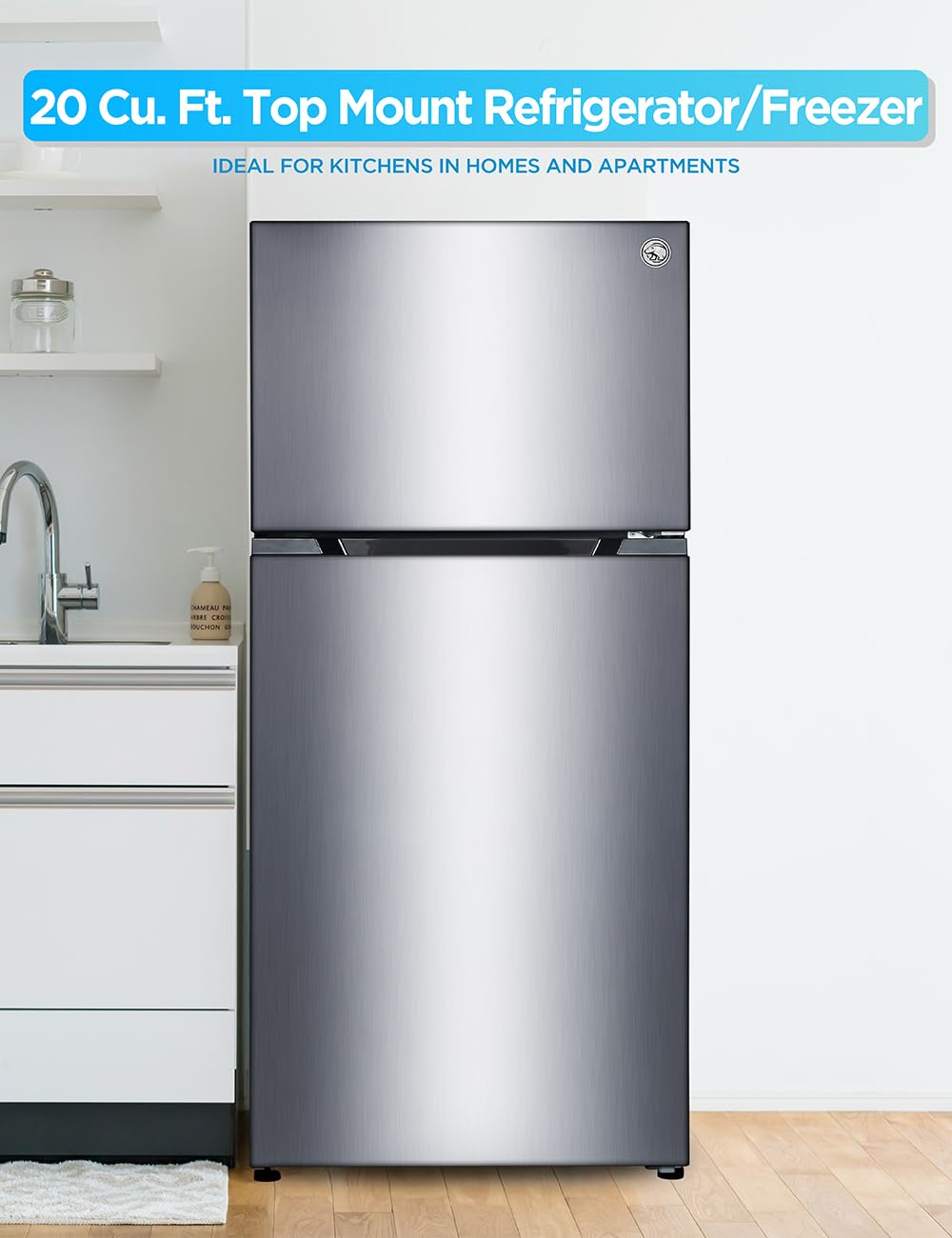 Commercial Cool 20 cu. ft. Top Mount Refrigerator With Freezer, 2-Door Refrigerator With Top Freezer And Adjustable Temperature Control, Ice Maker Rea - View 2 | Fridge.com