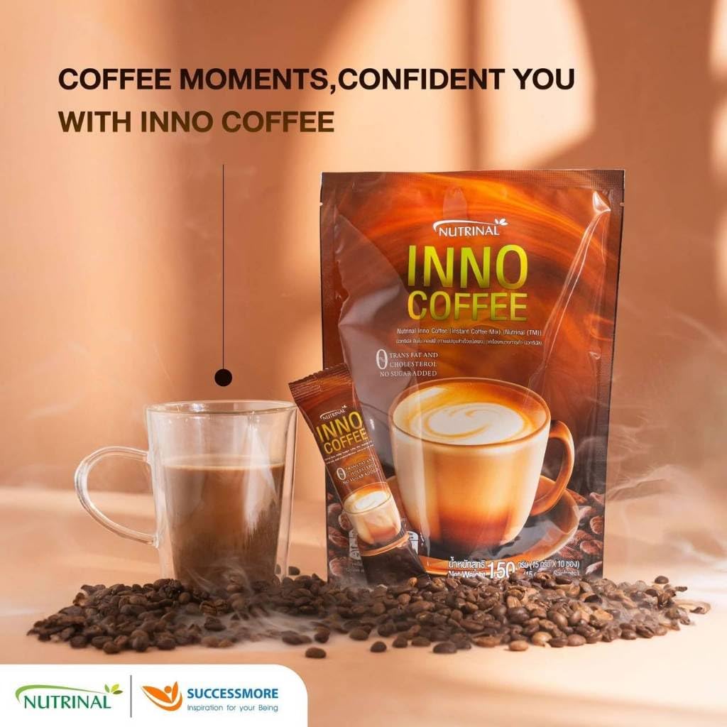 Roasted Snack Delicious Mellow Intense Good Shape 150 grams (10 Sachets) Inno Coffee Instant Mix Robusta Vegan Snack (of 4) By Beautygoodshop [Get Free For You Beauty Gifts] image 2