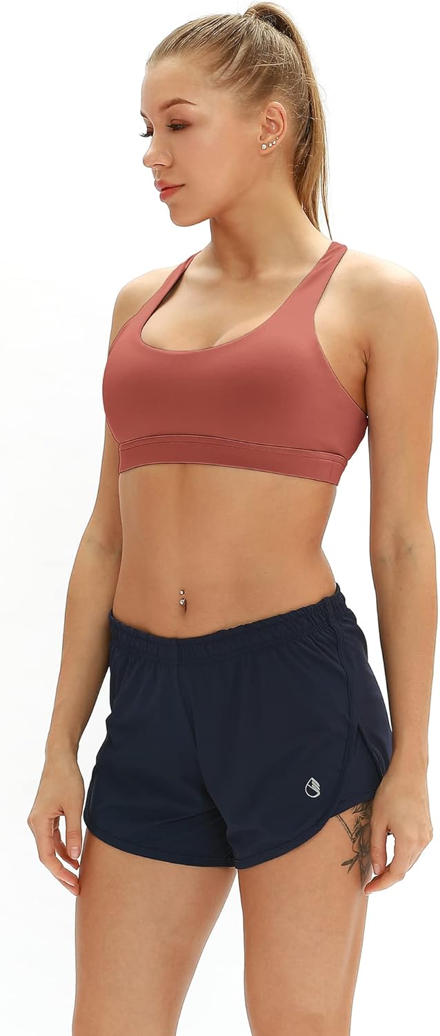 icyzone Women's Padded Strappy Workout Running Sports Bras Medium Impact - Image 3
