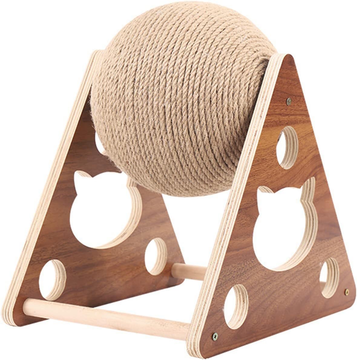 Cat Scratcher Toy Cat Ball Toys Kitten Cat Sisal Scratcher Balls, Stable Wooden Base and Sisal Rope Rolling Ball for Cats Climbing Grinding Claws.
