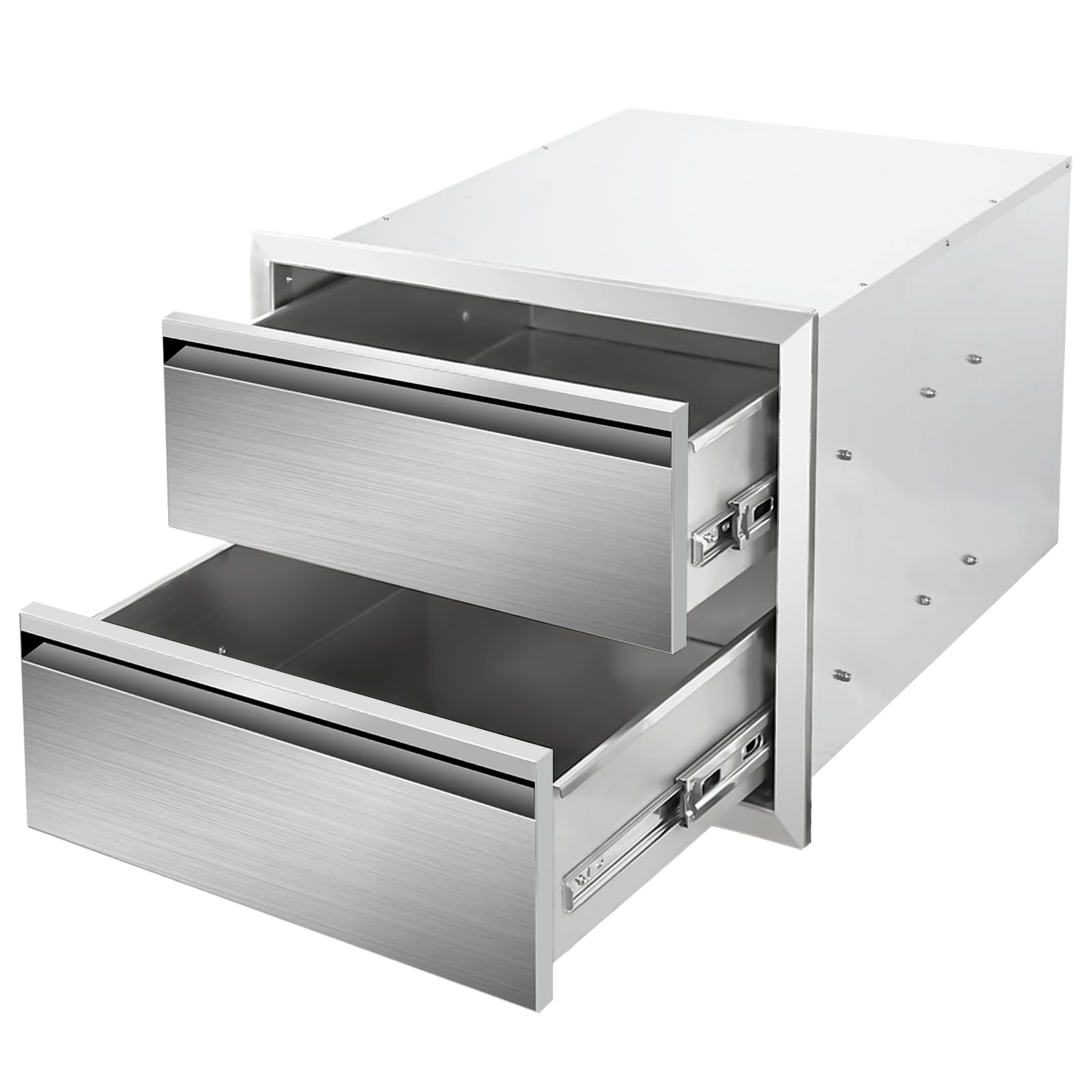 Outdoor Kitchen Drawers 18" W x 15" H x 23" D Stainless Steel Drawer BBQ Double Drawers with Hidden Handle for Outdoor Kitchen Island, Patio Grill Station