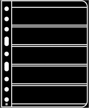 Lighthouse- Vario Stamp Pages for Stamp Albums, Black 9-Hole Binder Pages with 5 Pockets for Stamp Collection - Pack of 25
