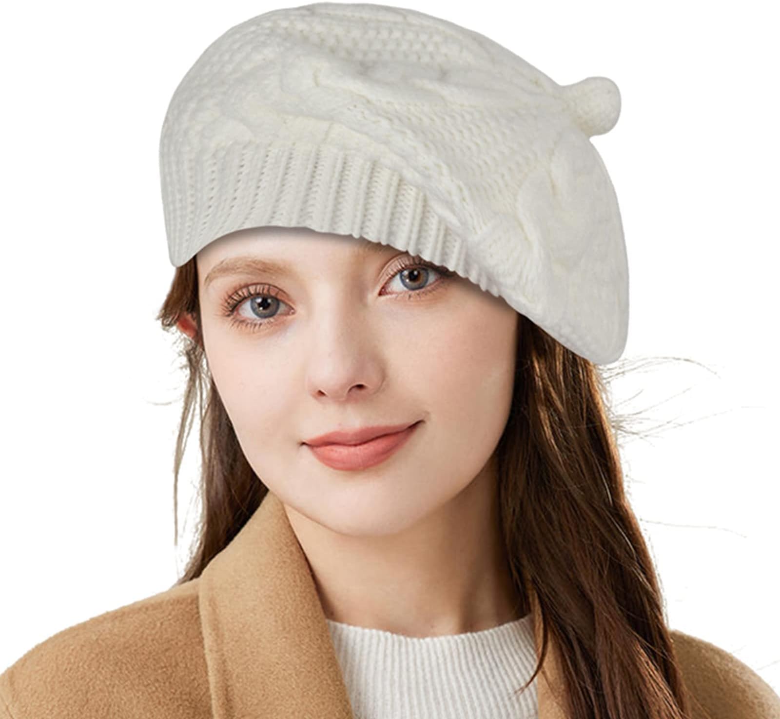 UOUDIOKnit Beret Hat for Women Slouchy French Berets Ribbed Beanie Hats
