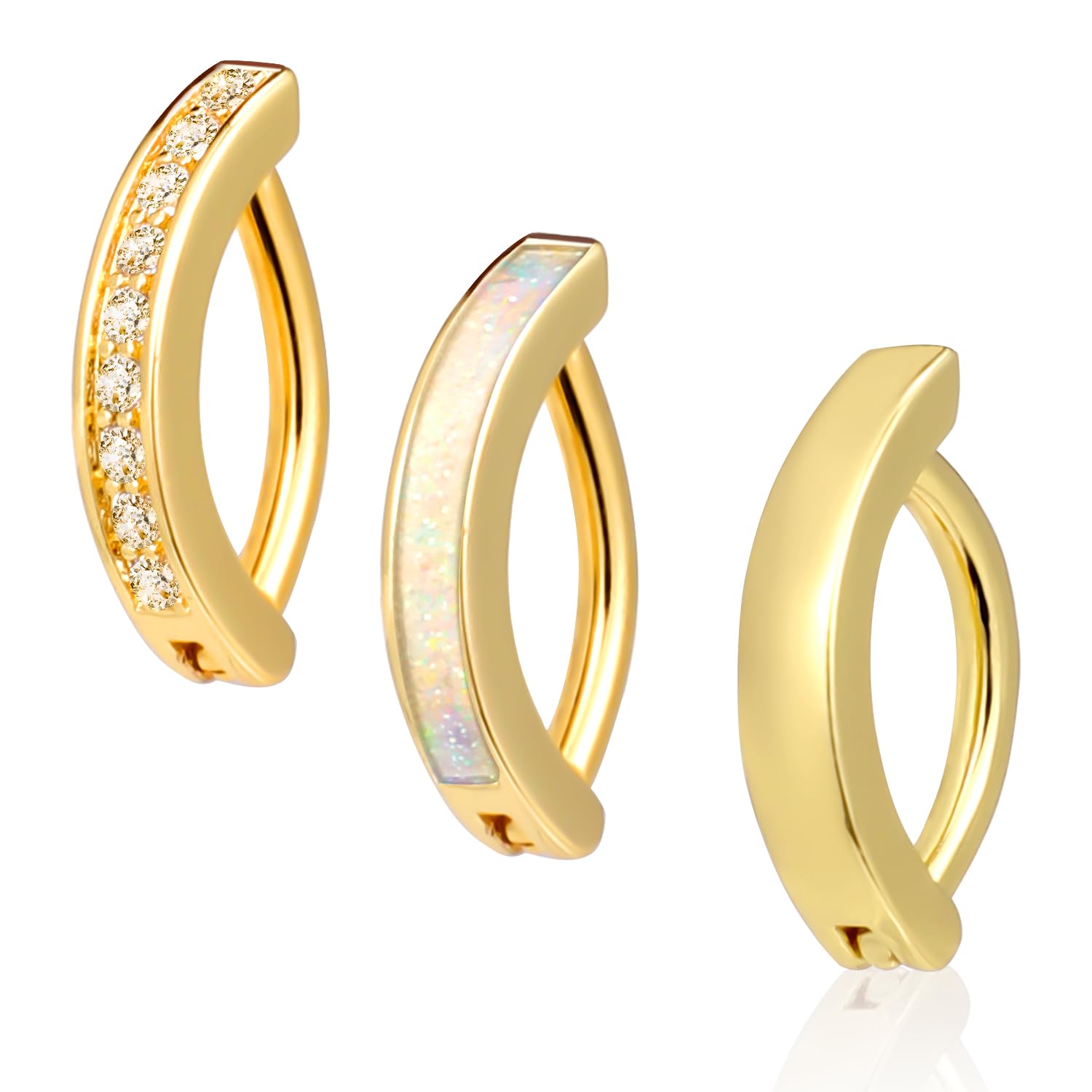 SAVITA 3 Pzs 14G Clicker Ombligo Anillos, Pequeño 316L Acero Inoxidable Quirúrgico Anillos para el Ombligo CZ Opal Ombligo Inverso Anillos Aro Ombligo Anillo Cuerpo Anillos Joyería para Mujer (Oro)