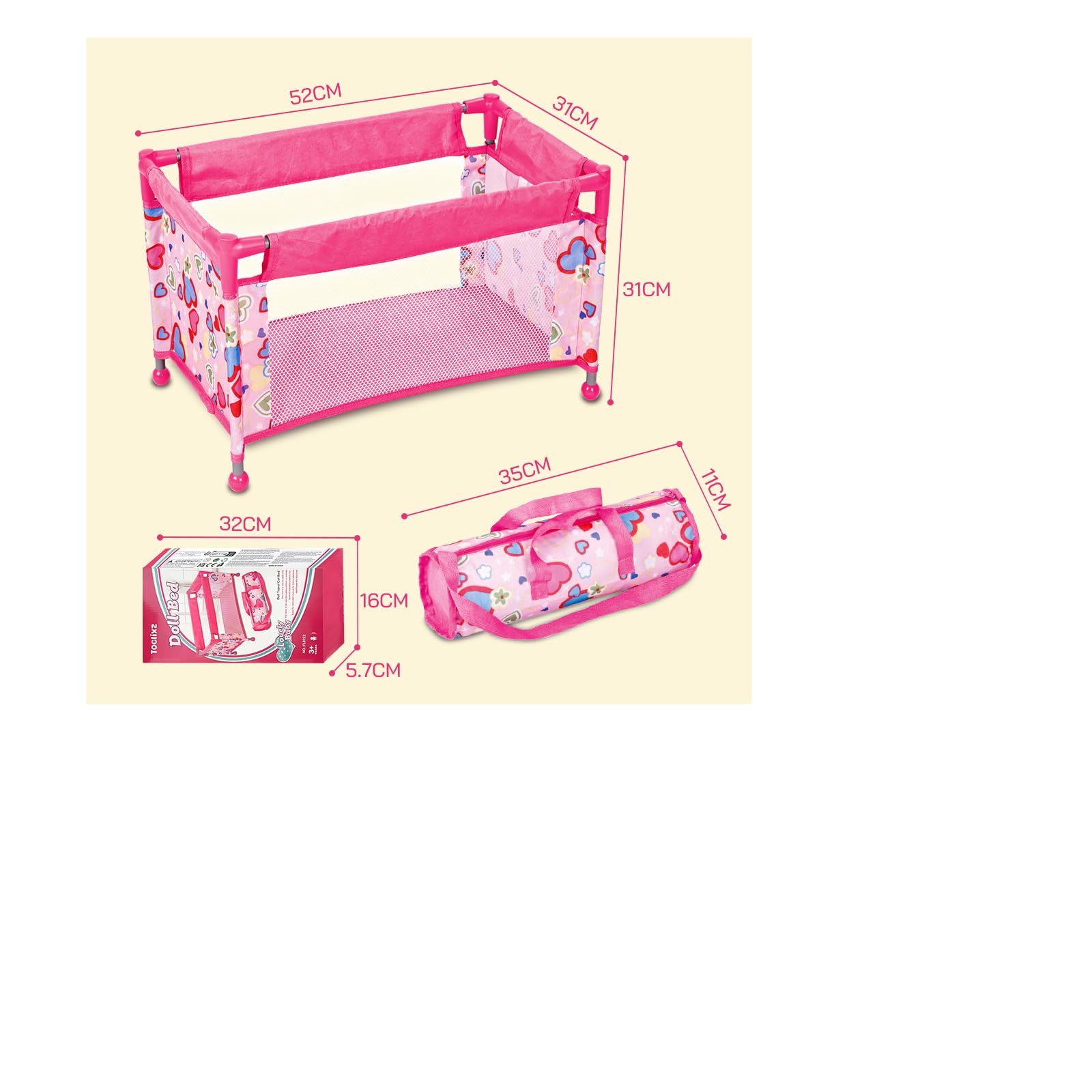 lit poupee pour poupée de 43 cm | accessoires poupon lit bebe jouet | lit de voyage pour poupée | cadeau pour filles de plus de 3 ans