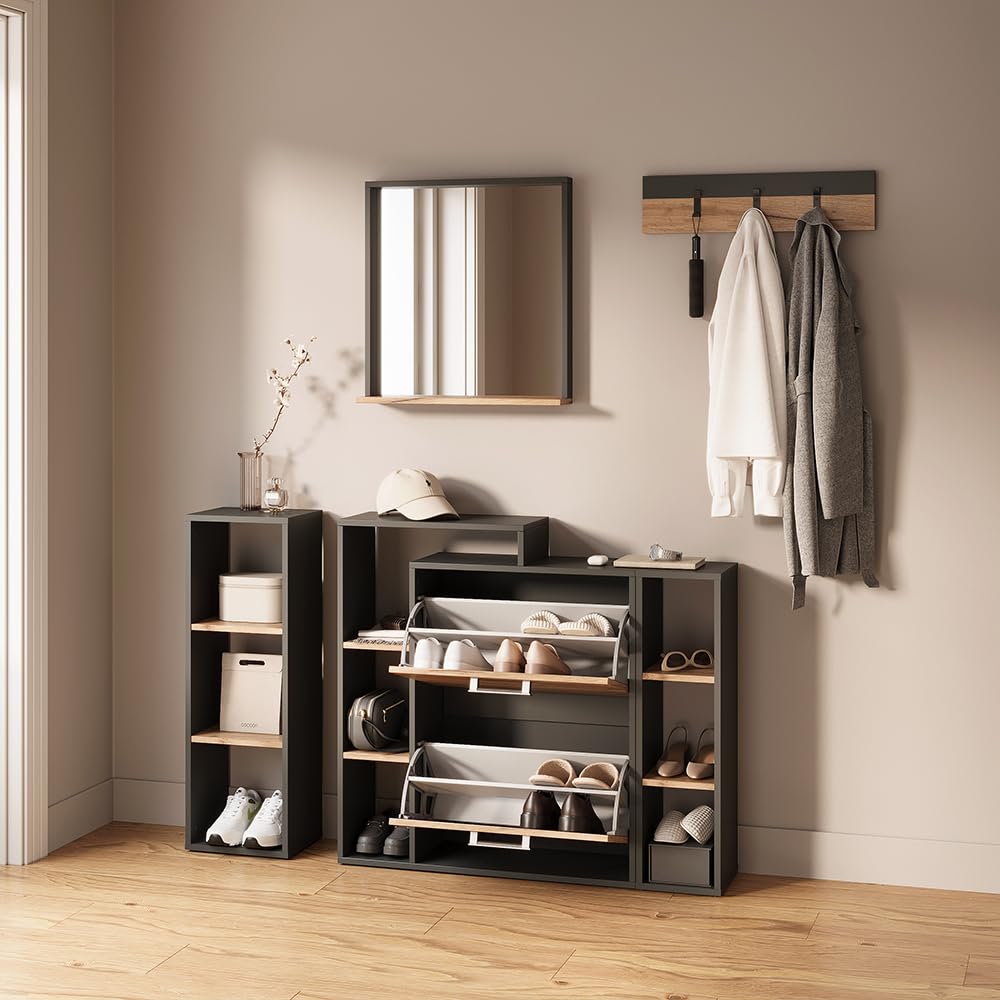 Livinity scaffale portaoggetti Ortello Antracite/Rovere dorato 30x90.5 cm