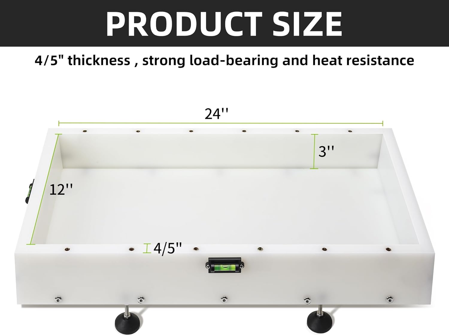 Reusable Epoxy Resin Mold 24x12x3 Inches, Adjustable Fastening and Leveling, Heavy Duty Large Resin Mold for River Tables, Coffee Tables, Trays, Cutting Boards, DIY Resin Art Etc.