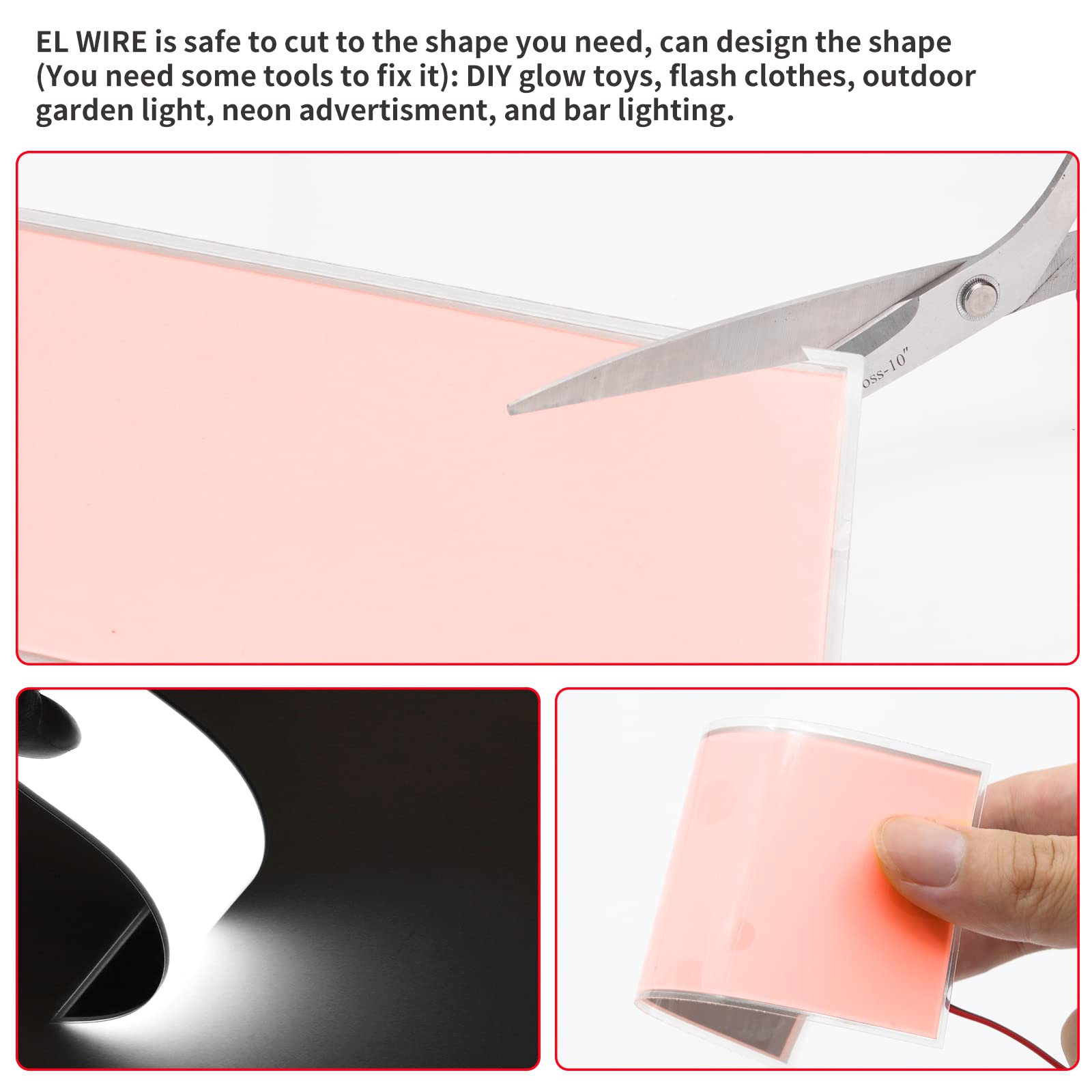 Luce di pannello El elettroluminescente 10 cm x 10 cm Foglio di lampada di carta retroilluminescente per la decorazione del parto di cosplay di avvertimento  34