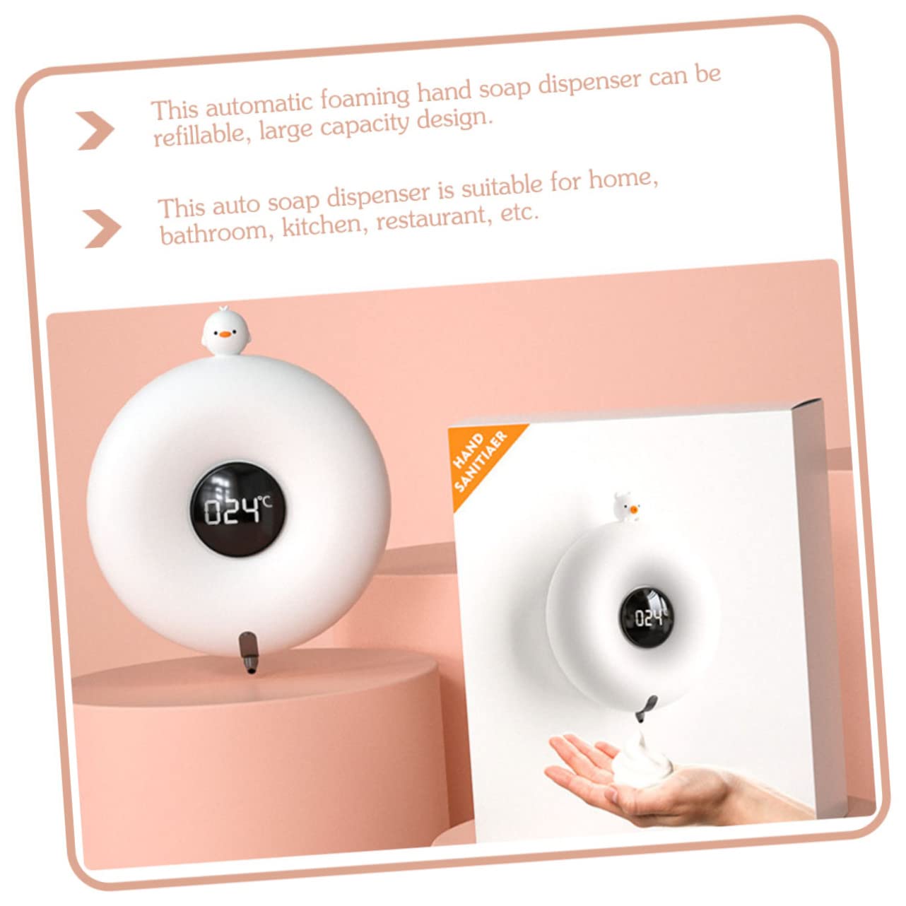 LIFKOME Dispenser di Sapone da Parete Automatico Design Animale Dosatore Schiumogeno Ricaricabile da 300ml per Bagno e Cucina