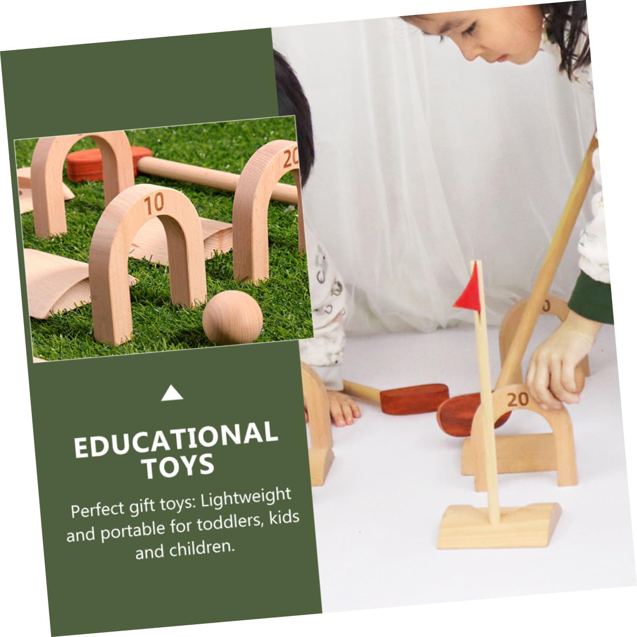 DECHOUS 1 Set of Boys and Toys Wooden Educational Golf Playthings Boosts Upper Limb Development Patience for Indoor Outdoor Fun