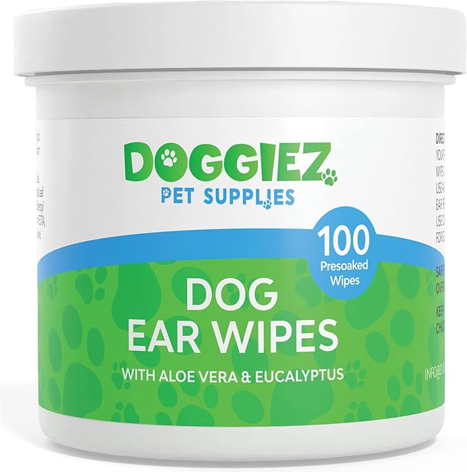 Doggiez Pet Supplies Dog Ear Cleaner Wipes with Aloe