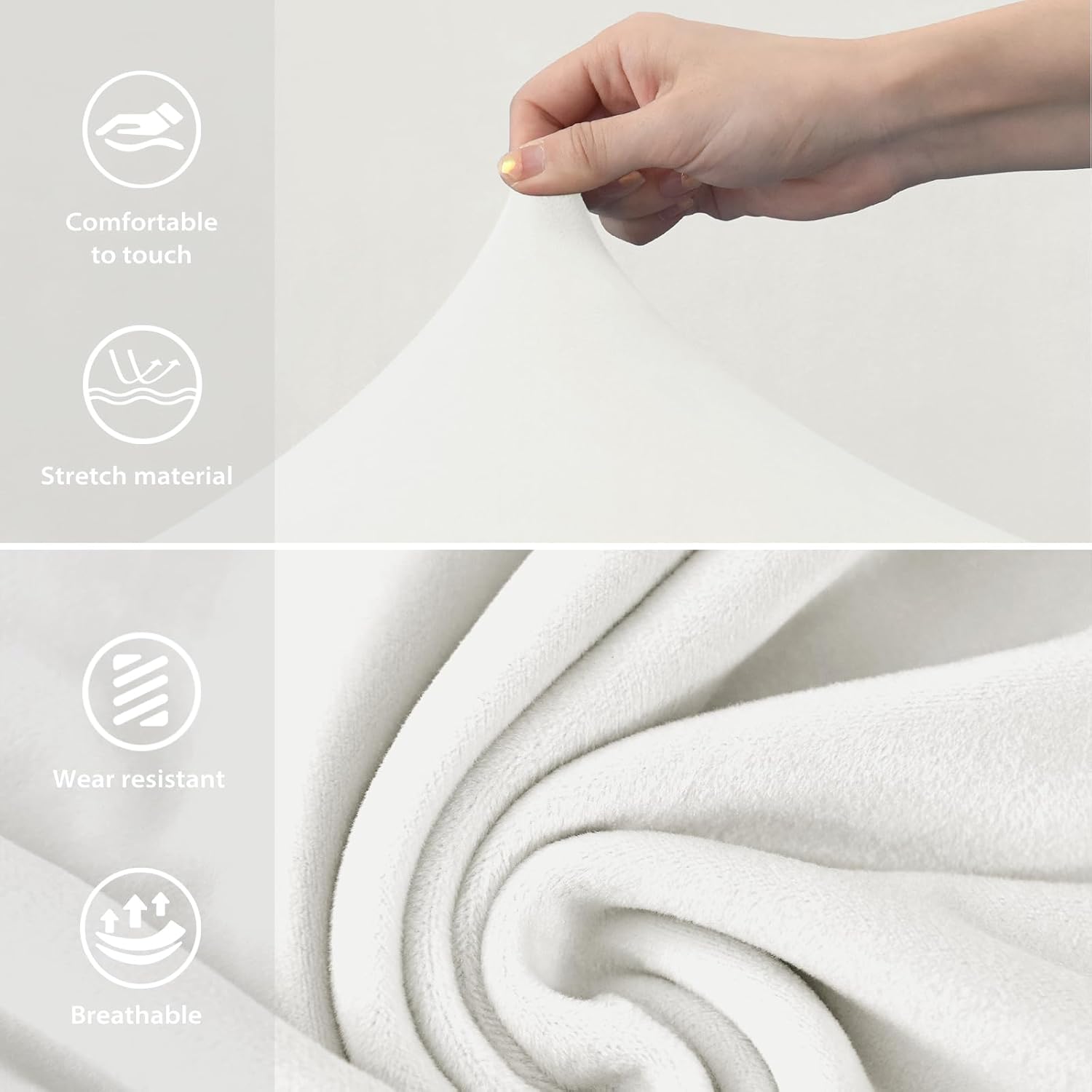 Gollense Curved Back Chair Covers for Dining Room, Velvet Mid Century Modern Chair Slipcovers, Semi Circle Back Chair Seat Protector for Kitchen Living Room (2PCS, Milk White)