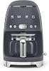 Smeg DCF02GREU Filter -Kaffeemaschine Aroma und Autostart -Funktion Glaskaraffe bis 12 Tassen 2 Intensitätsniveaus Warmhaltefunktion 1050W Grau