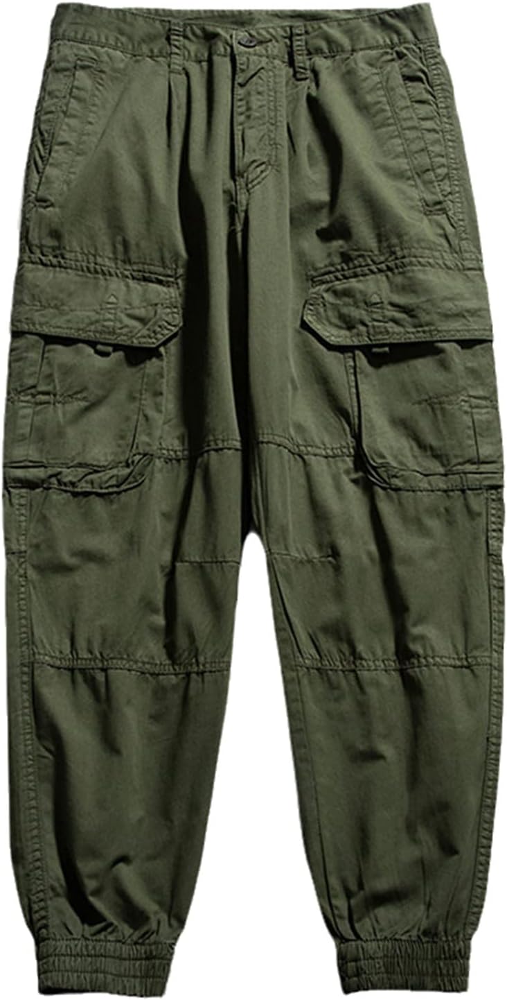 YUAN YUAN Men's Spring Winter Casual Pants Summer Wild Loose Sports Male Overalls Zipper Cotton Street Clothing